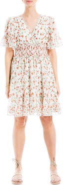 MAX STUDIO Georgette Ditsy Floral Print Tiered Dress