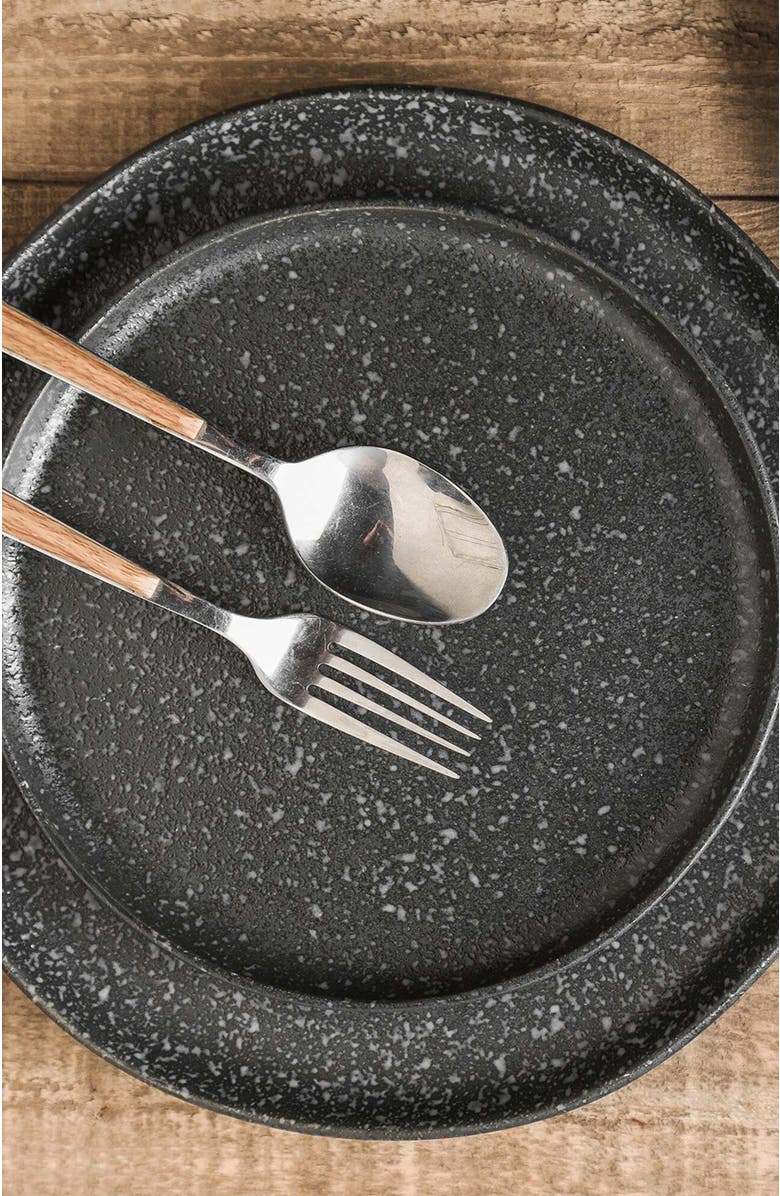 Stone Lain Tom Stoneware 4-Piece Dinner Plate Set, Alternate, color, Black And White