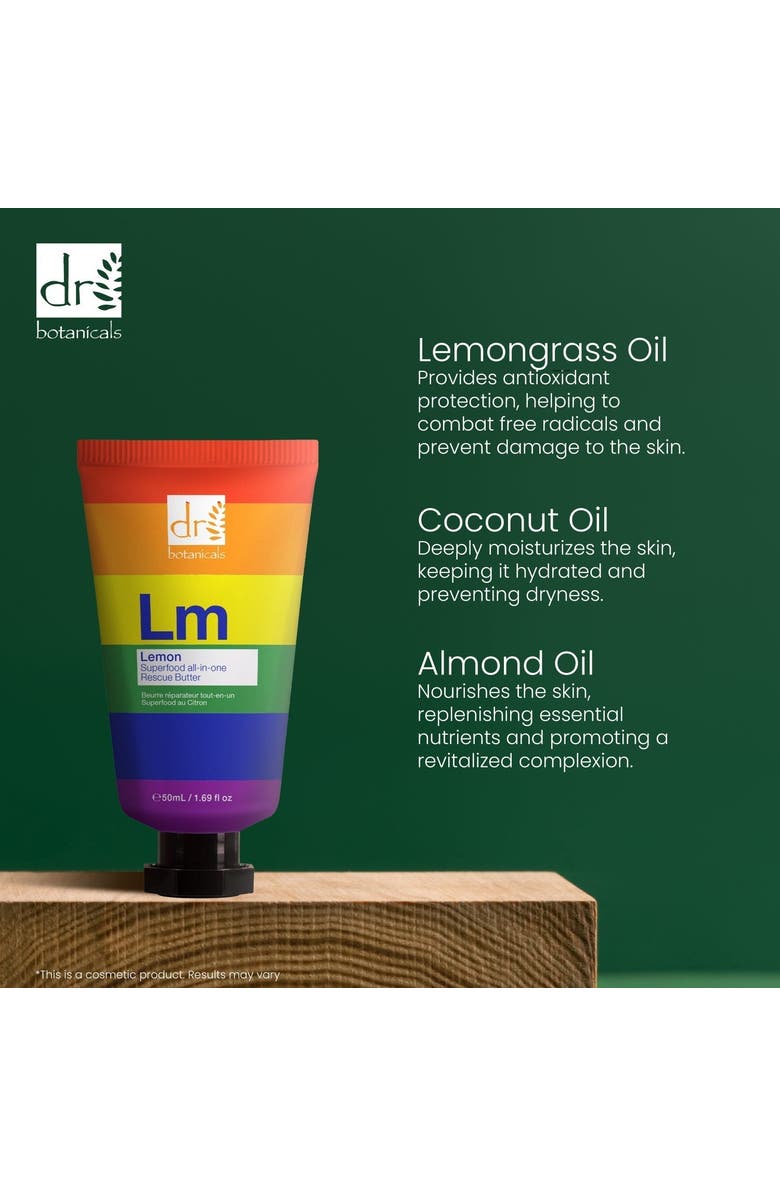 DR BOTANICALS Pride Edition Lemon Superfood All-In-One Rescue Butter 50ml x 2 Duo Pack, Alternate, color, White
