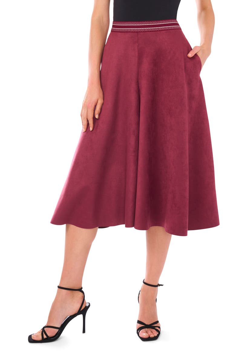 Faux Suede Wide Leg Culottes, Main, color, BURGUNDY