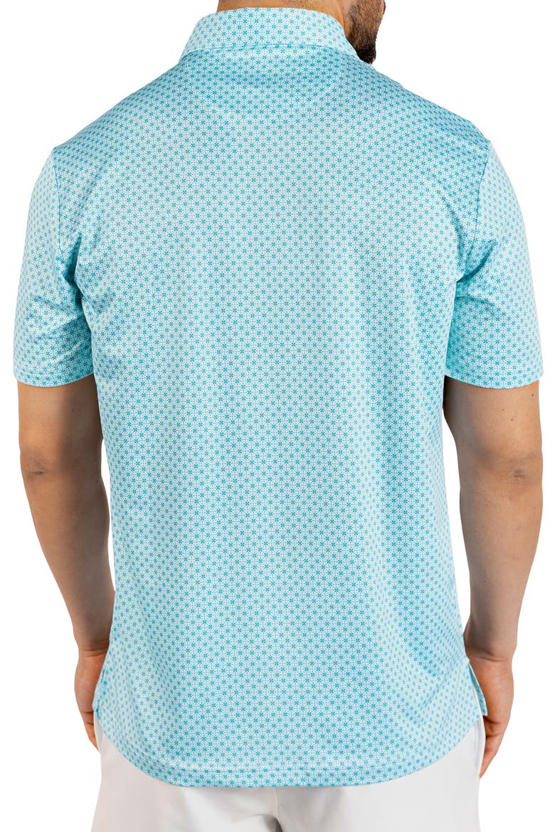 Geometric Floral Print Performance Polo, Alternate, color, SPEARMINT