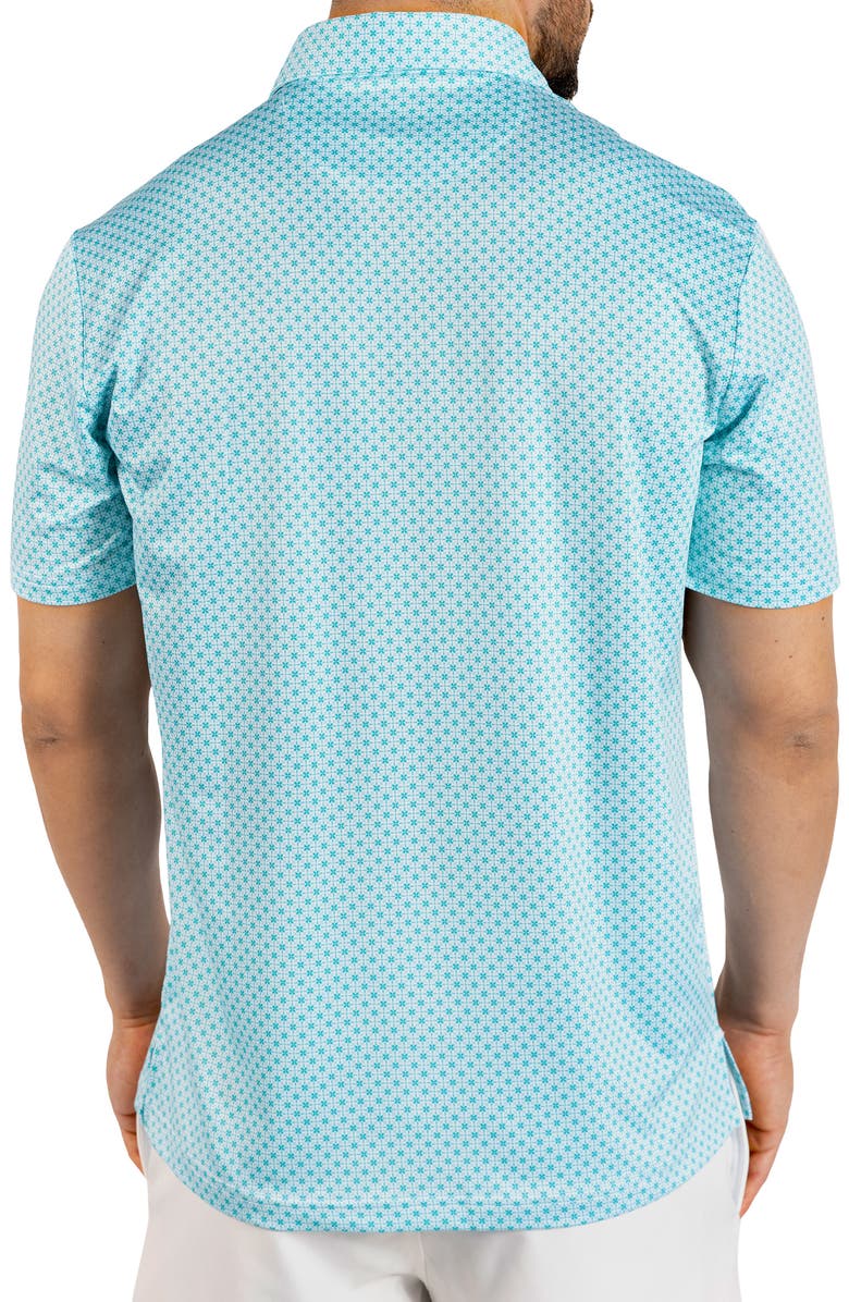 TailorByrd Geometric Floral Print Performance Polo, Alternate, color, Spearmint