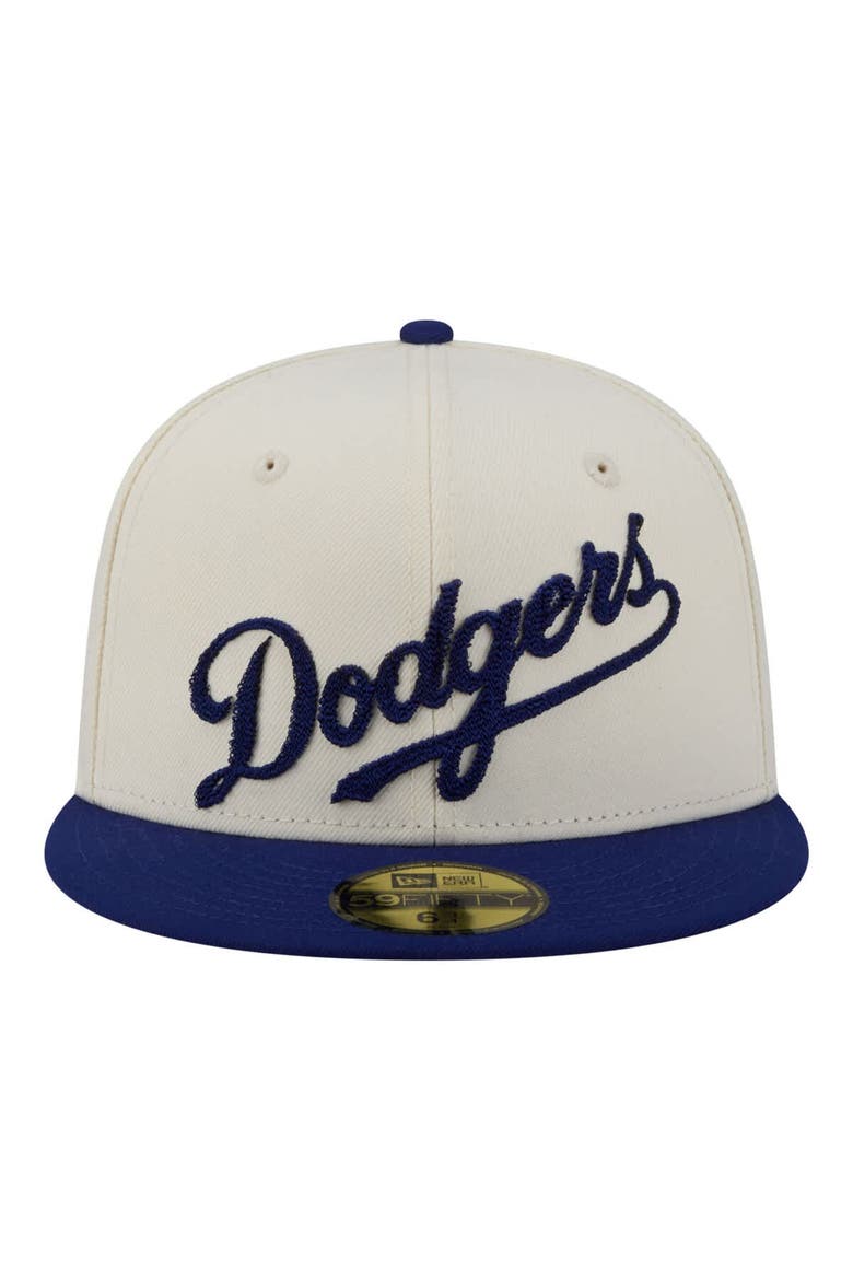 Men's New Era  Cream Los Angeles Dodgers Two-Tone Stitch 59FIFTY Fitted Hat, Alternate, color, Cream