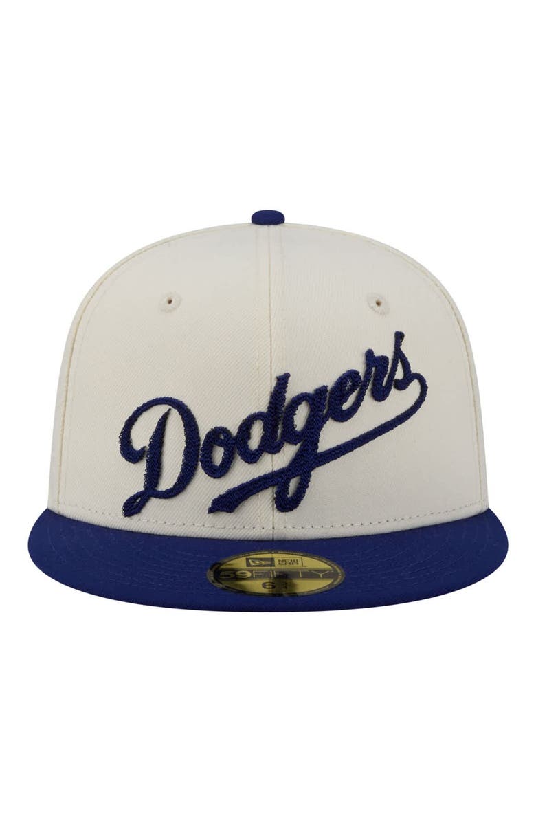 New Era Men's New Era  Cream Los Angeles Dodgers Two-Tone Stitch 59FIFTY Fitted Hat, Alternate, color, Cream