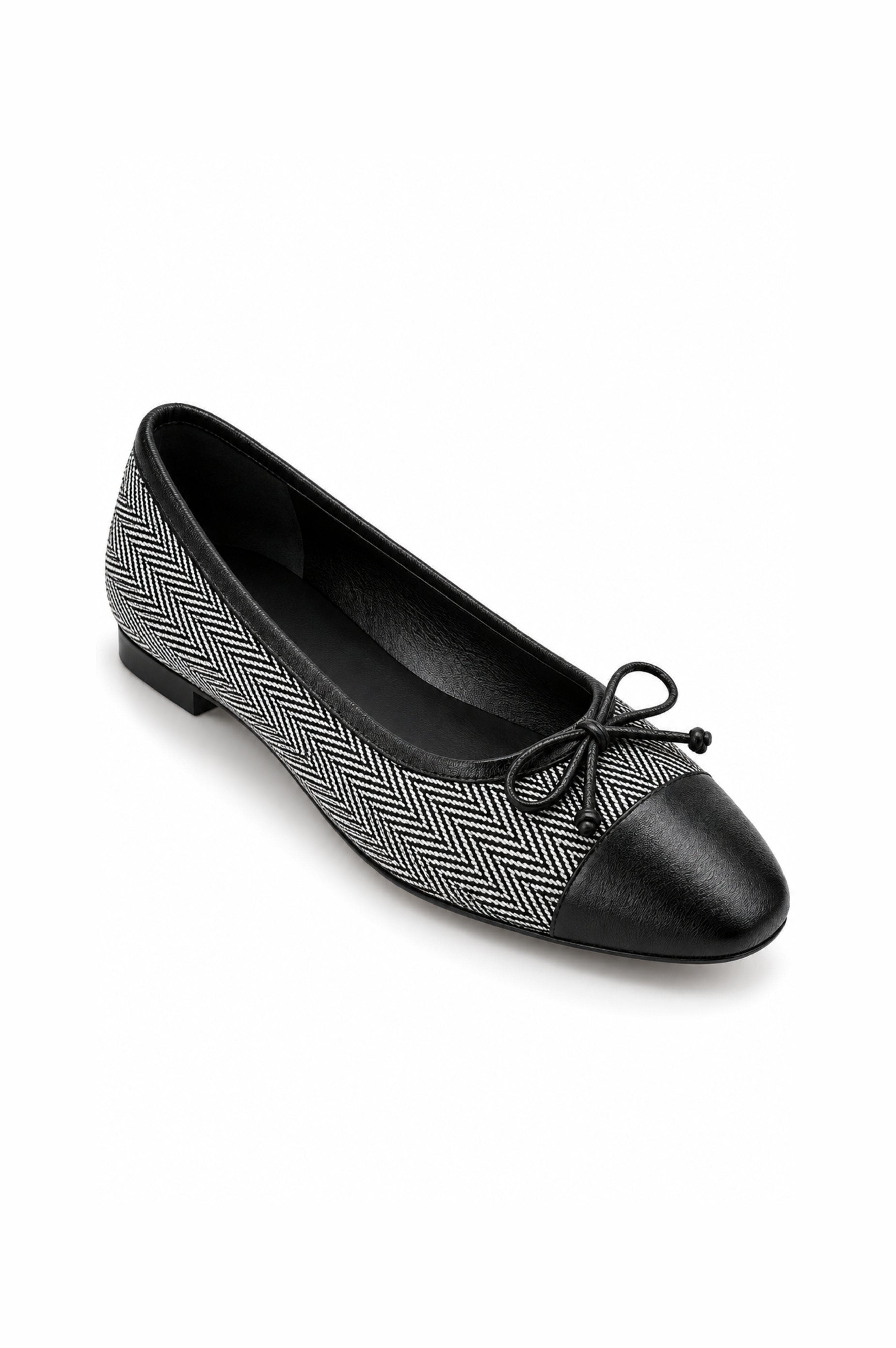 Amelie Leather Ballet Flat, Main, color, Black/Gray Tweed