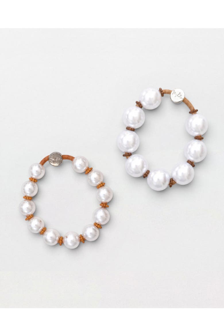 At Tiffany's Capsule Beaded Bracelet Hairtie, Main, color, Ivory