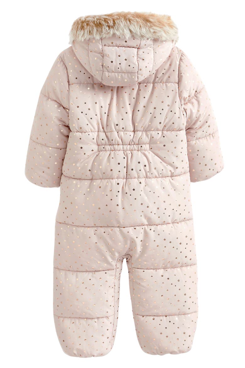 Kids' Star Snowsuit with Faux Fur Trim, Alternate, color, PINK MAUVE