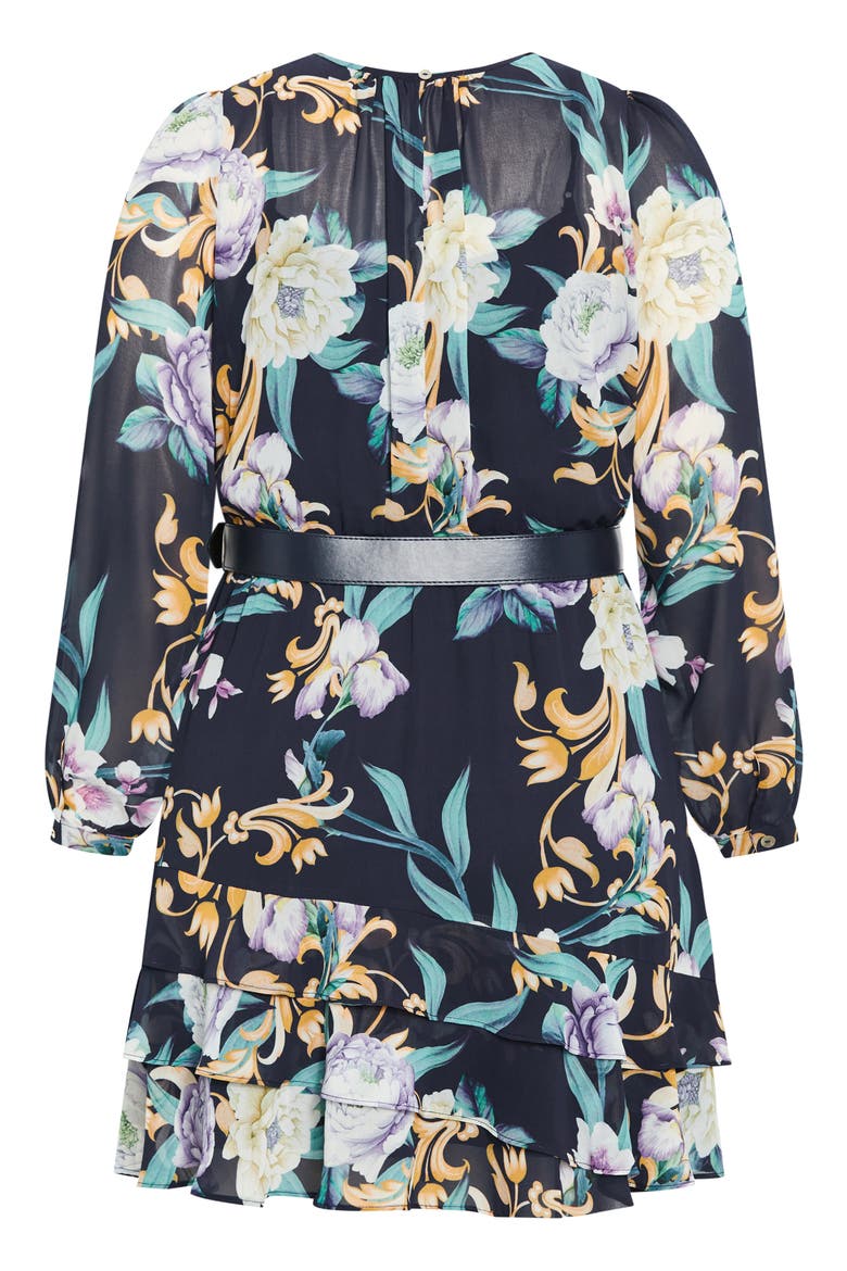 Lyra Violet Floral Belted Minidress, Alternate, color, BLUE PRINT