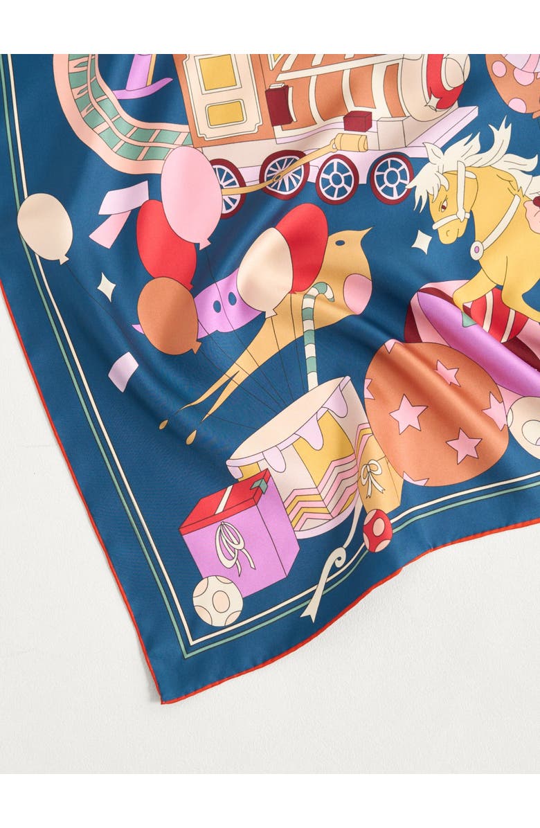 Lost Pattern "Pop Pony" Silk Twill Large Silk Scarf, Alternate, color, Midnight Blue