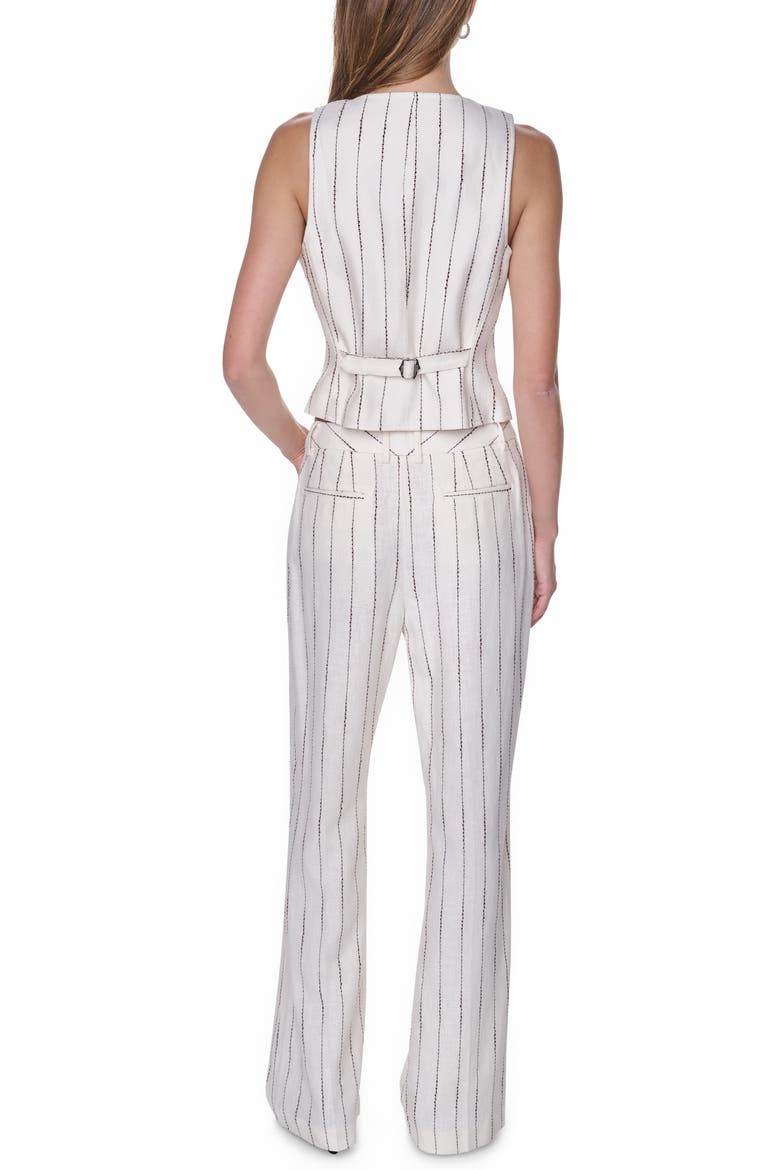 Stripe Straight Leg Linen Blend Pants, Alternate, color, COCONUT/ TOBACCO