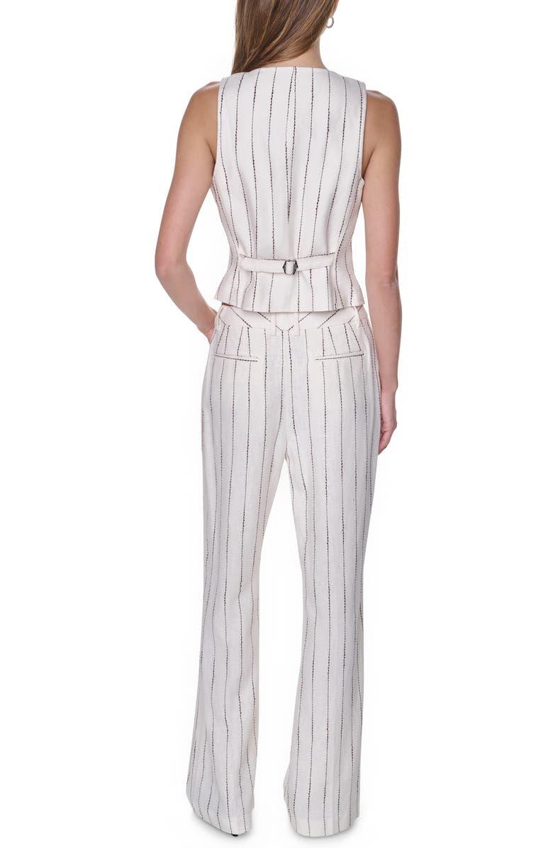 DKNY Stripe Straight Leg Linen Blend Pants, Alternate, color, Coconut/ Tobacco