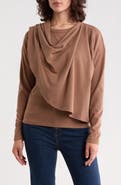 Renee C Draped Shawl Rib Knit Top
