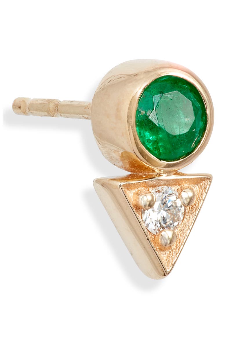 Cléo Emerald & Diamond Stud Earrings, Alternate, color, YELLOW GOLD/ EMERALD