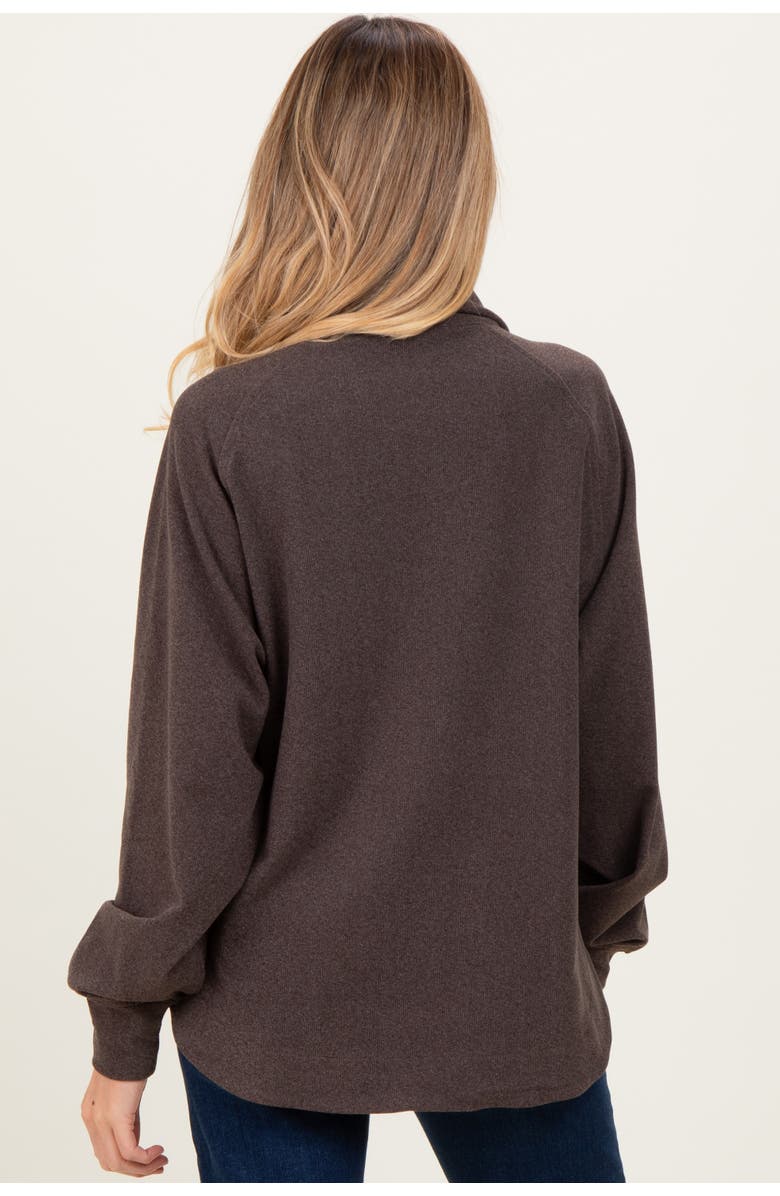 PinkBlush Brushed Knit Button Collar Pullover, Alternate, color, Brown