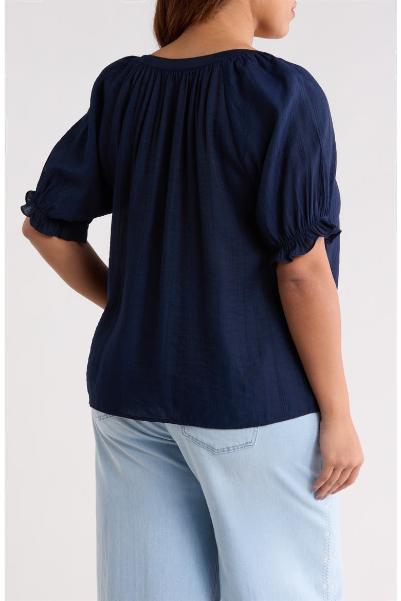 Crinkled Puff Sleeve Top, Alternate, color, NAVY