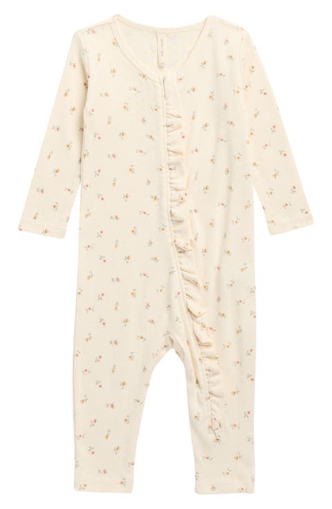 Petit Fleur Long Sleeve Organic Cotton Jumpsuit (Baby)