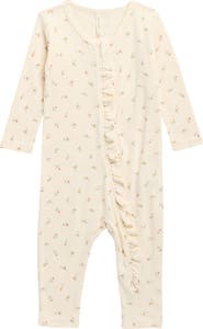 QUINCY MAE Petit Fleur Long Sleeve Organic Cotton Jumpsuit