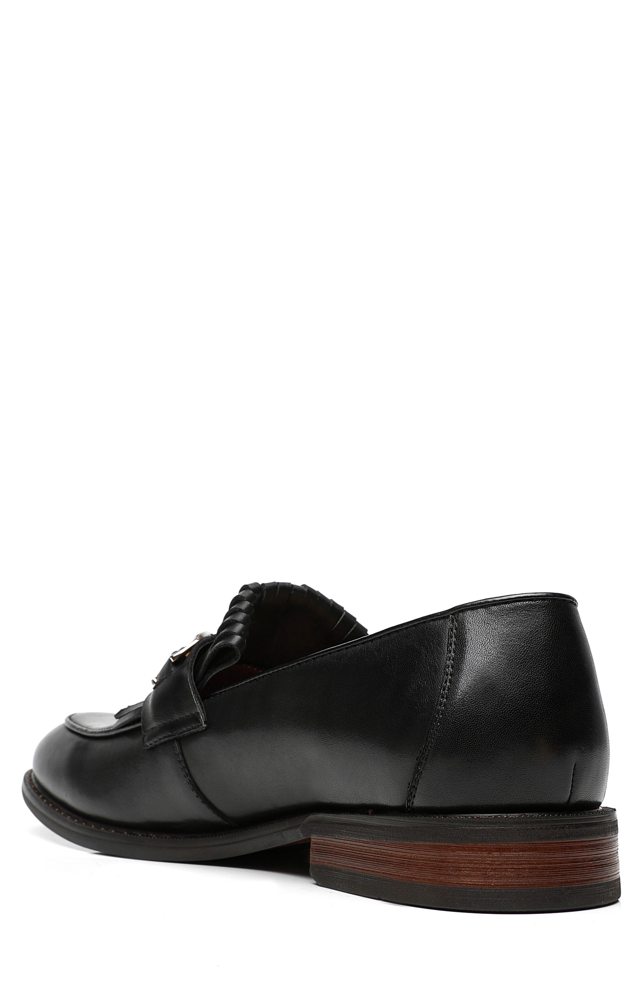 La Milano Franconia Apron Toe Kilted Bit Loafer, Alternate, color, Black