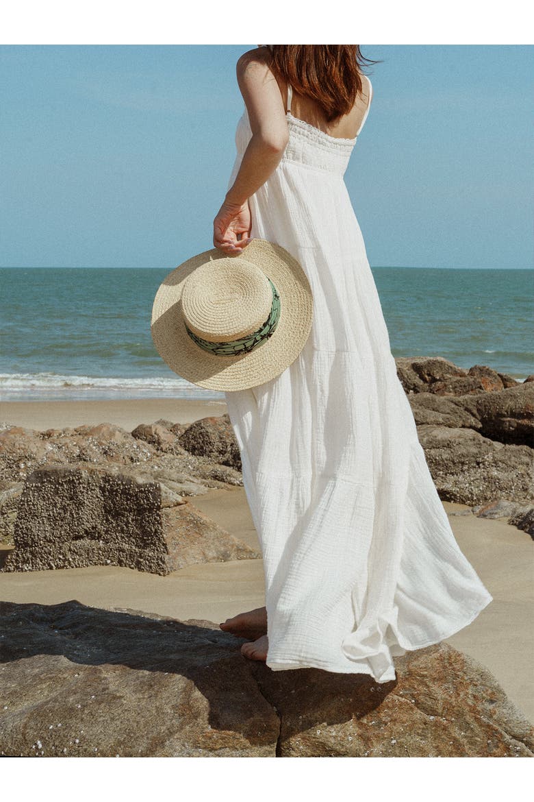 "La Isla" Straw Hat with Ribbon Band, Alternate, color, Green
