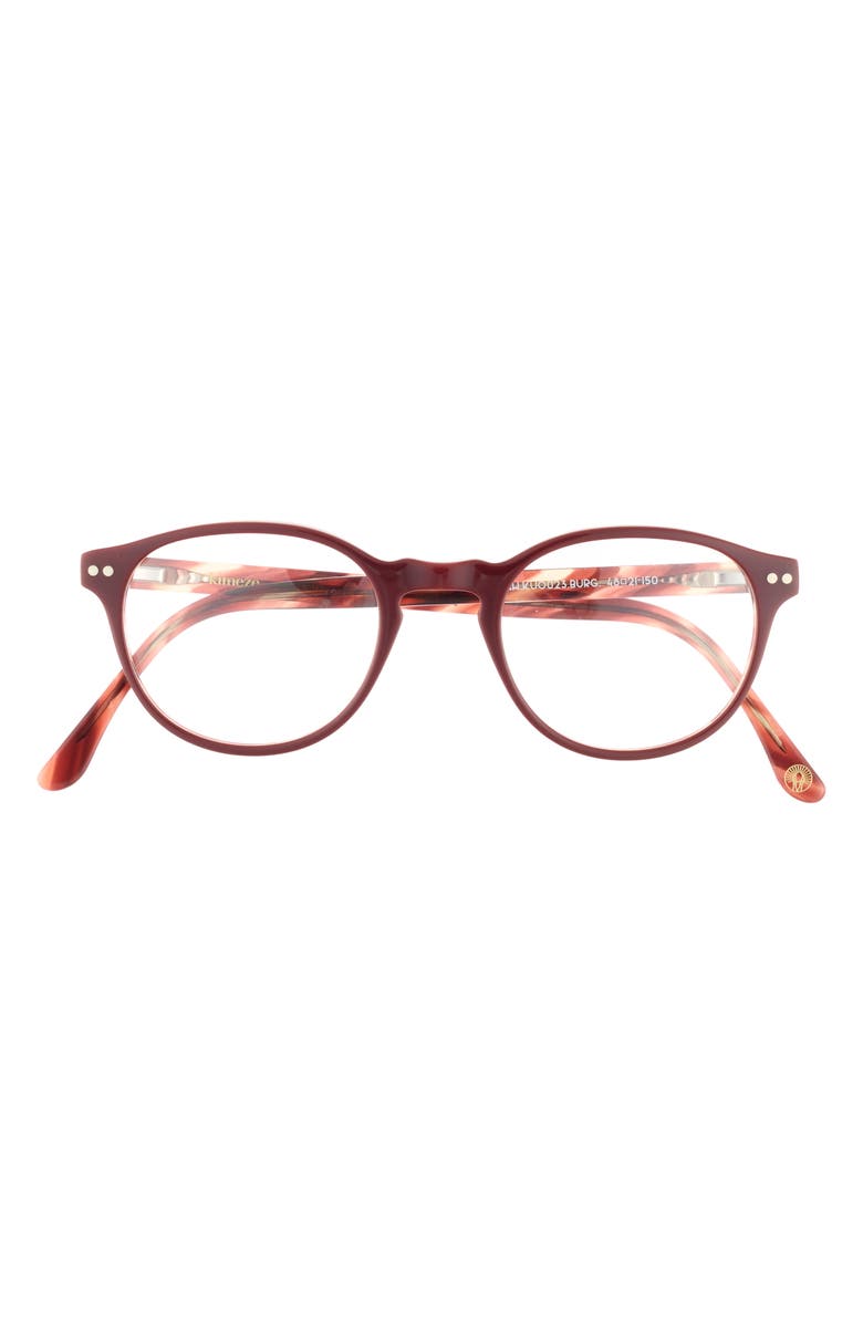 KIMEZE 48mm Round Optical Glasses, Main, color, Burgundy Transparent