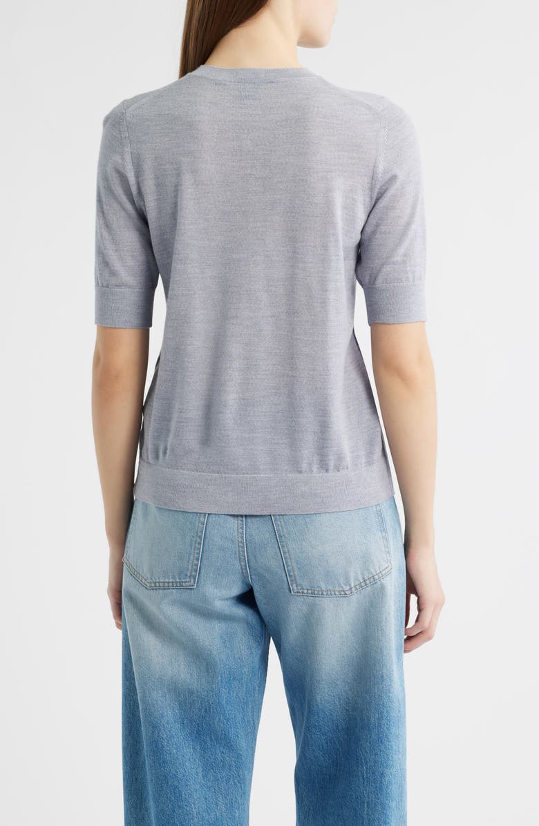 BOSS Farbella Short Sleeve Virgin Wool Sweater, Alternate, color, Glacier Grey