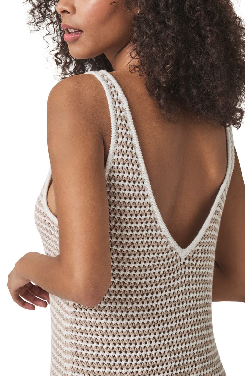 Splendid Kellan Open Stitch Fringe Sweater Dress, Alternate, color, White/ Fawn