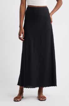 Treasure & Bond Scalloped Hem Linen Blend Maxi Skirt