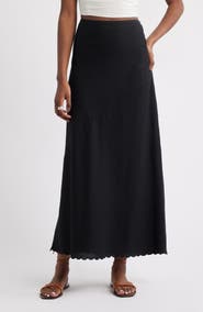 Treasure & Bond Scalloped Hem Linen Blend Maxi Skirt