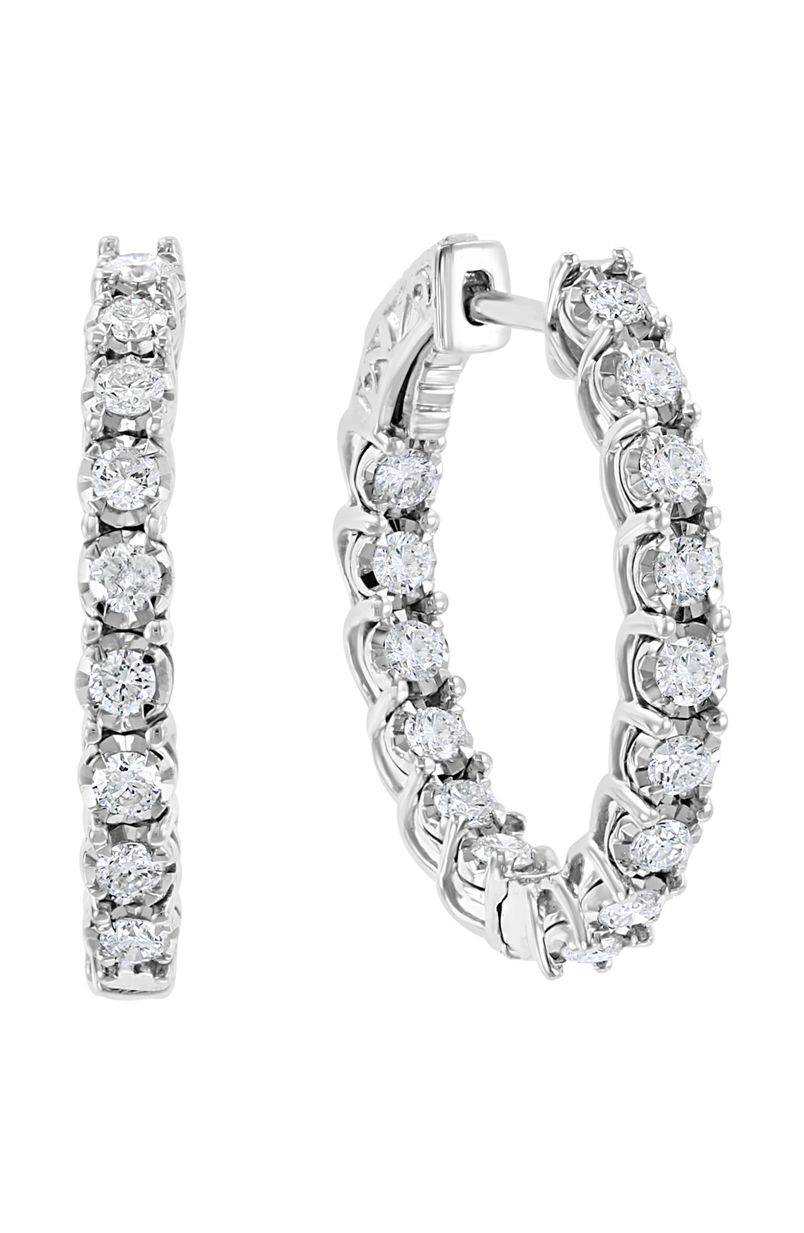 Sterling Silver Lab Grown Diamond Hoop Earrings