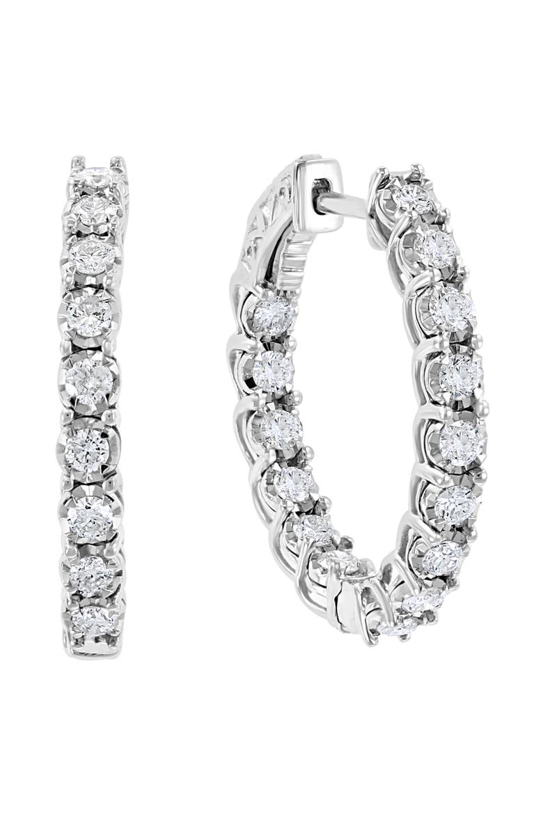 Sterling Silver Lab Grown Diamond Hoop Earrings, Main, color, SILVER