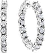 EFFY Sterling Silver Lab Grown Diamond Hoop Earrings