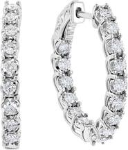EFFY Sterling Silver Lab Grown Diamond Hoop Earrings