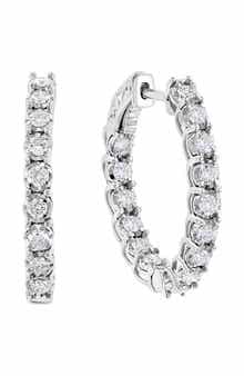 Sterling Silver Lab Grown Diamond Hoop Earrings