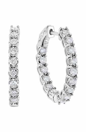 Sterling Silver Lab Grown Diamond Hoop Earrings
