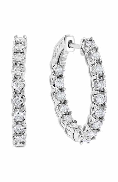 Sterling Silver Lab Grown Diamond Hoop Earrings