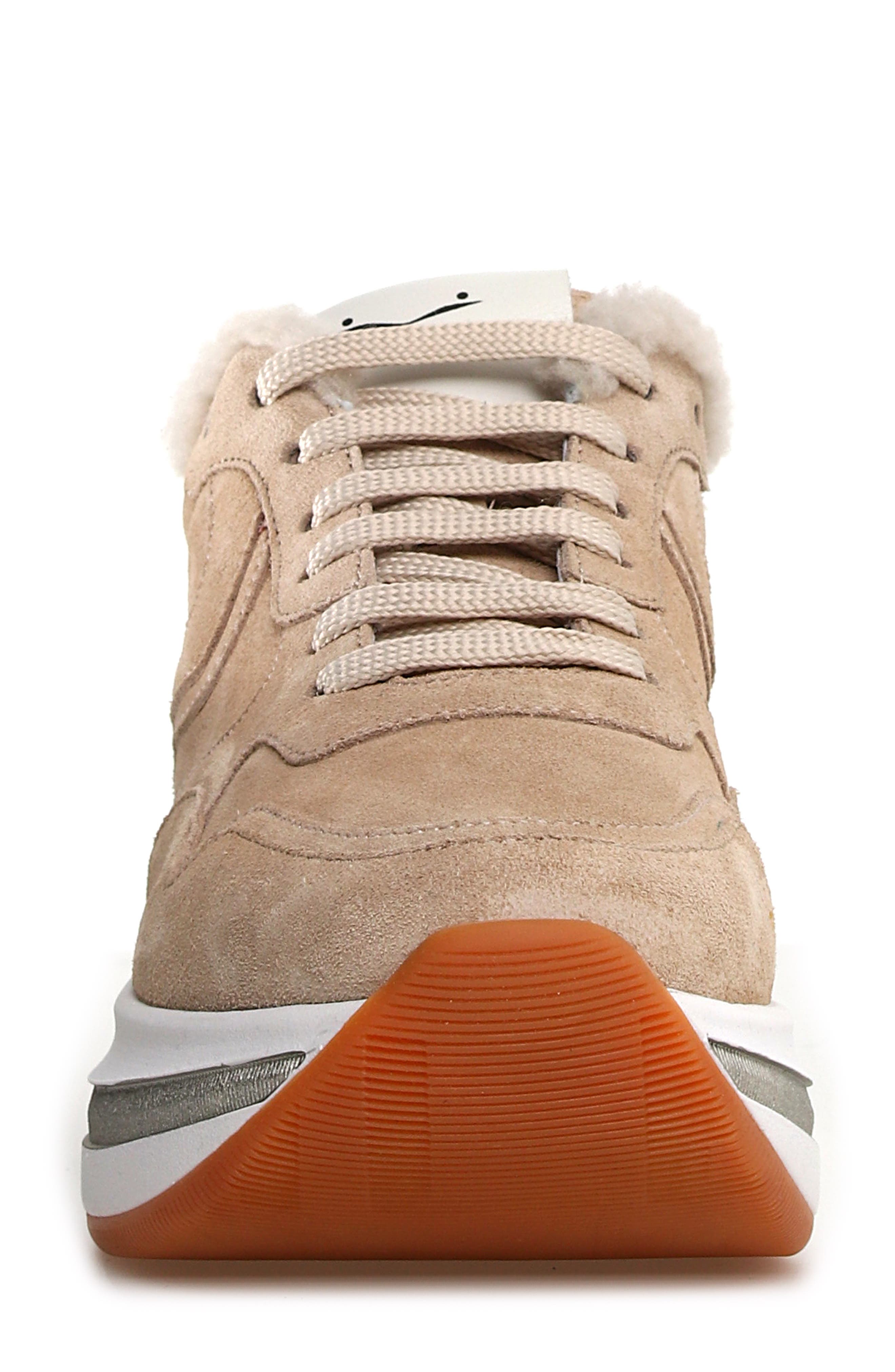Voile Blanche Melany Genuine Shearling Lined Sneaker, Alternate, color, Beige