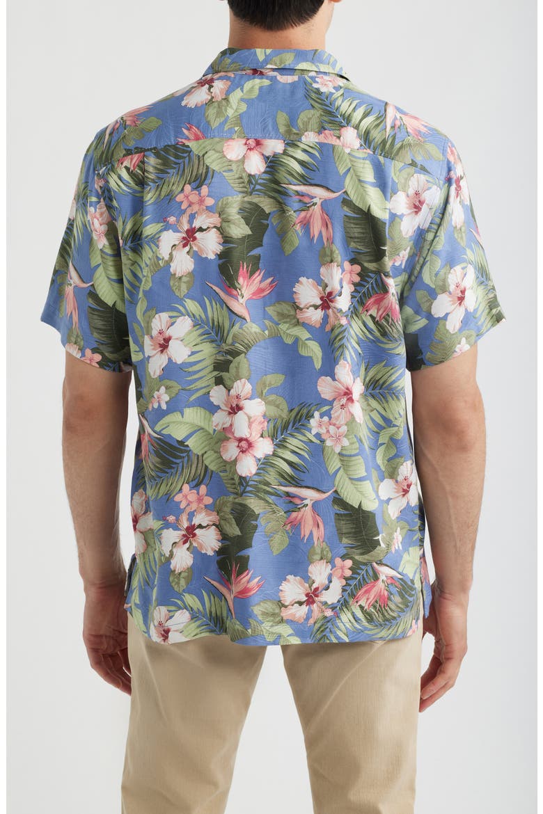 Flora Festival Silk Camp Shirt, Alternate, color, PEACHY SWEET