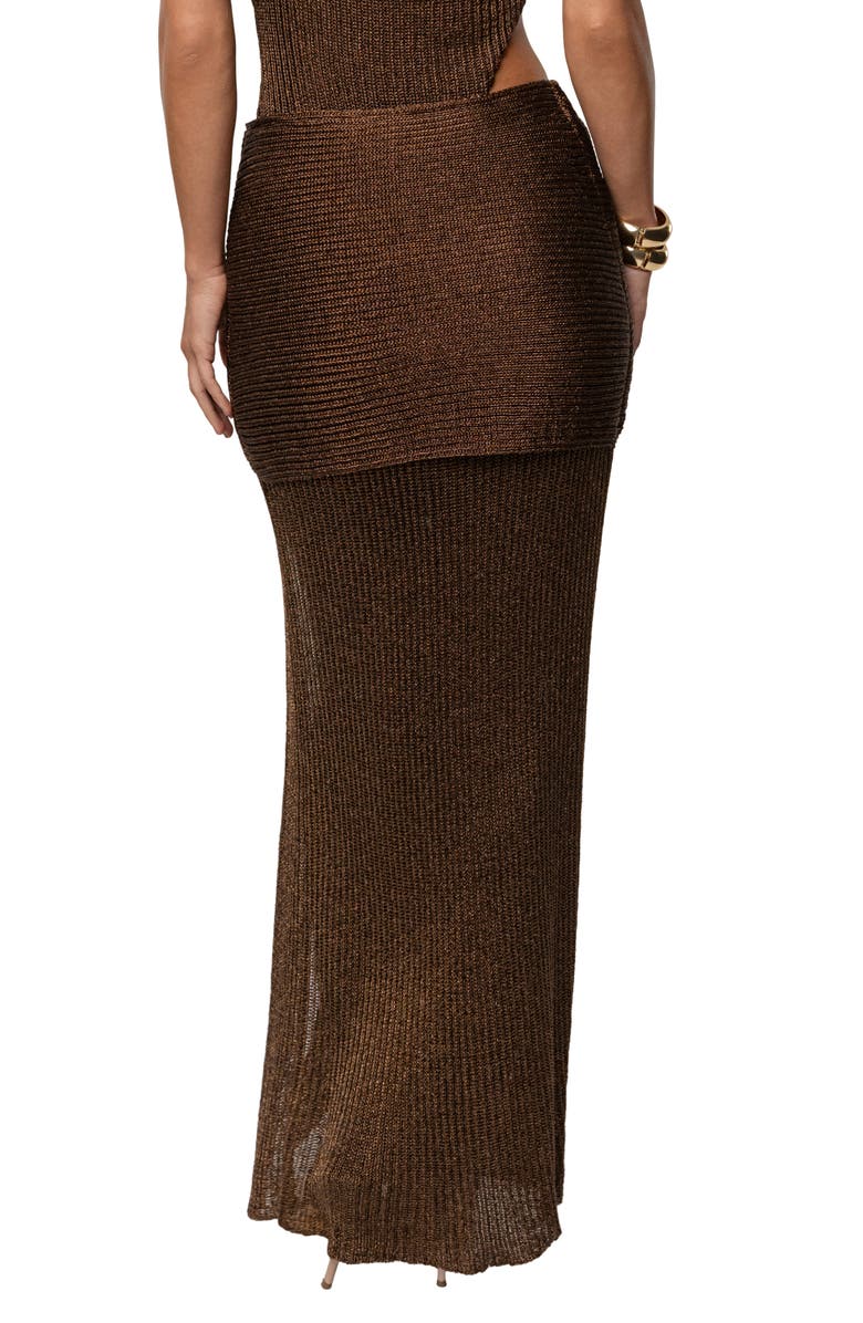 JLUXLABEL Hazel Metallic Knit Maxi Skirt, Alternate, color, Brown