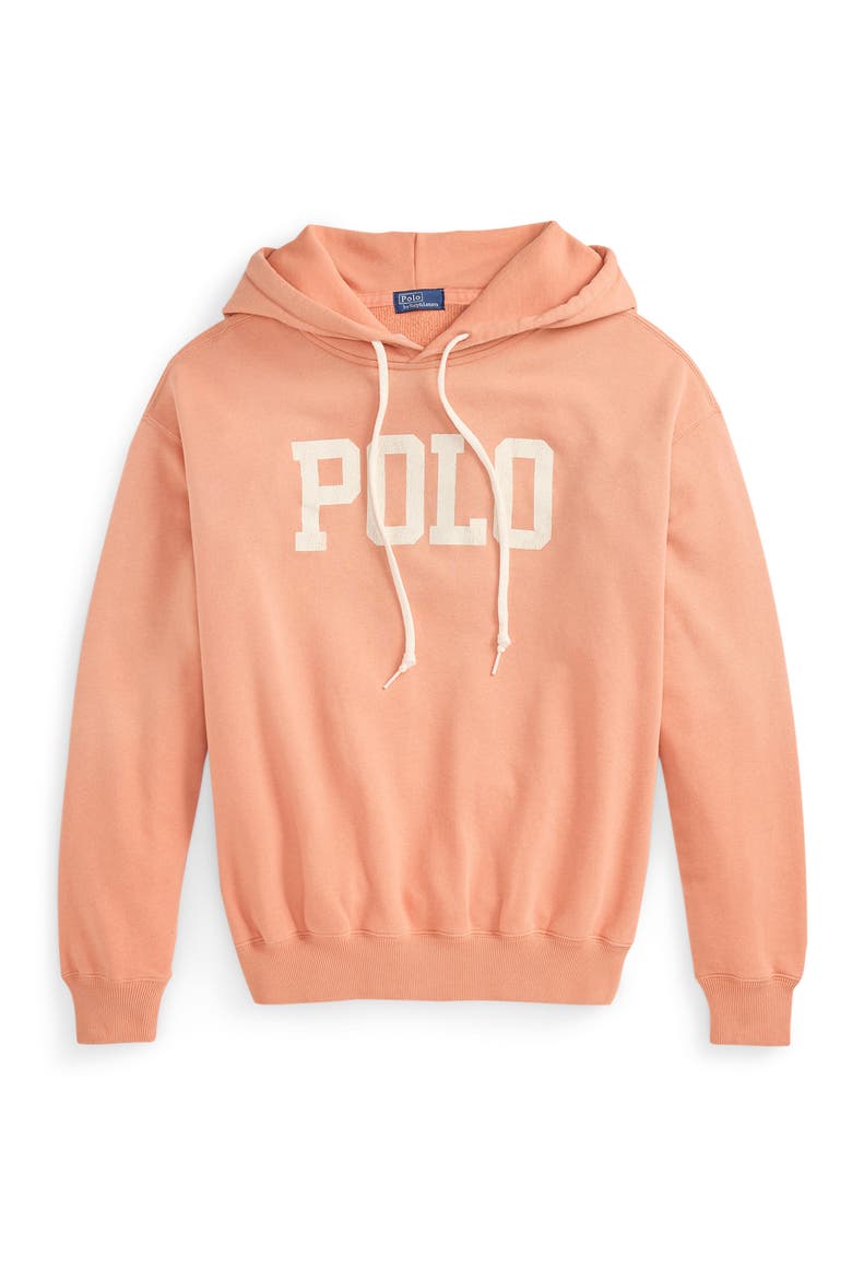 Logo Lightweight Cotton Blend Fleece Hoodie, Alternate, color, PASTEL CORAL