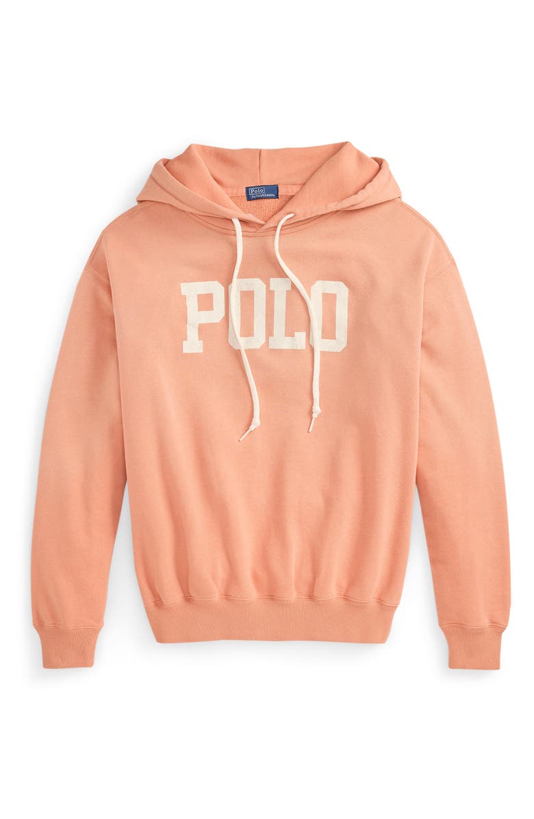 Polo Ralph Lauren Logo Lightweight Cotton Blend Fleece Hoodie, Alternate, color, Pastel Coral