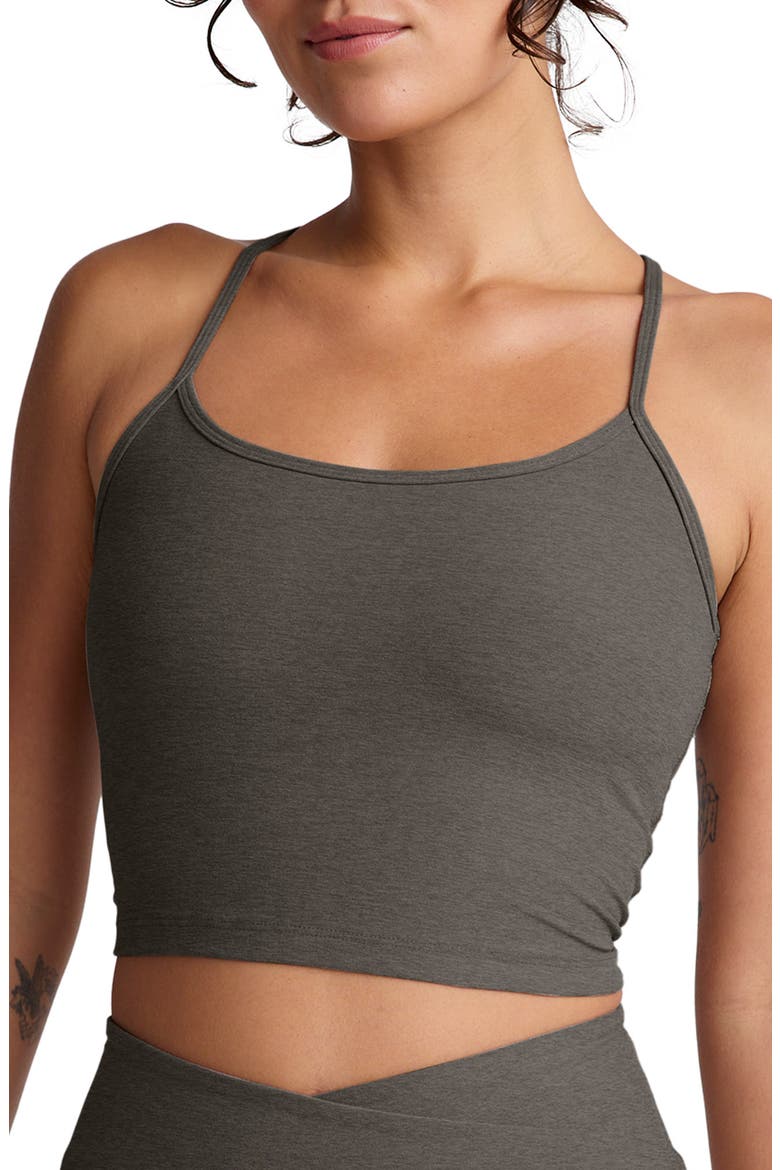 Space Dye Slim Racerback Crop Tank, Main, color, TRUE GRAY HEATHER