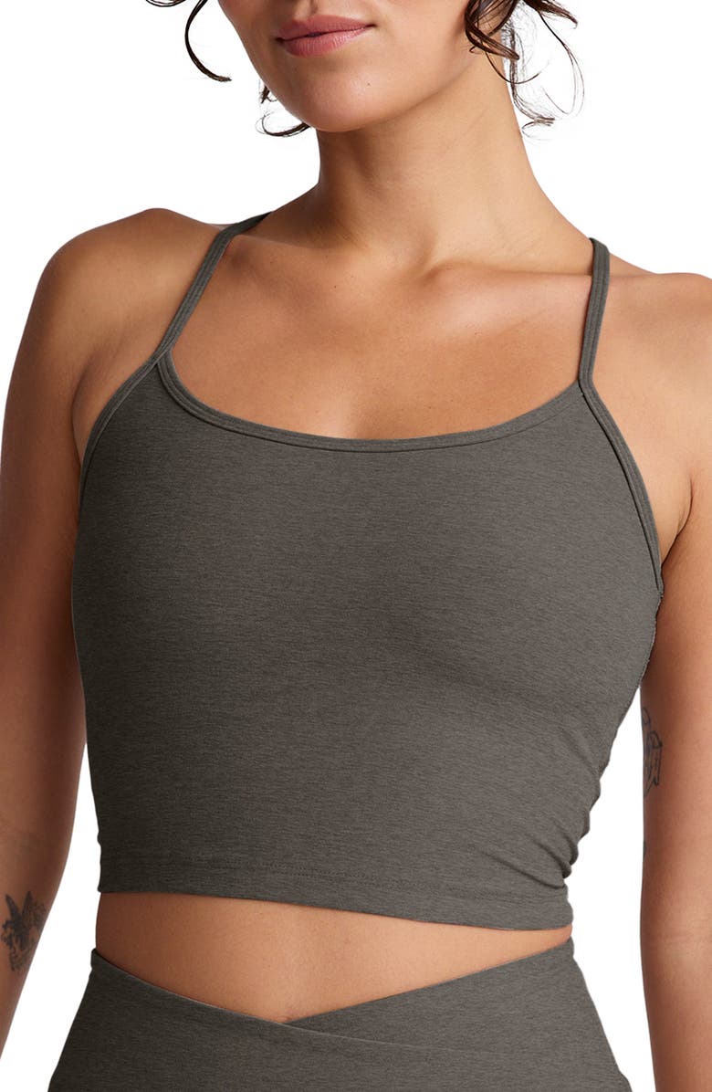 Beyond Yoga Space Dye Slim Racerback Crop Tank, Main, color, True Gray Heather
