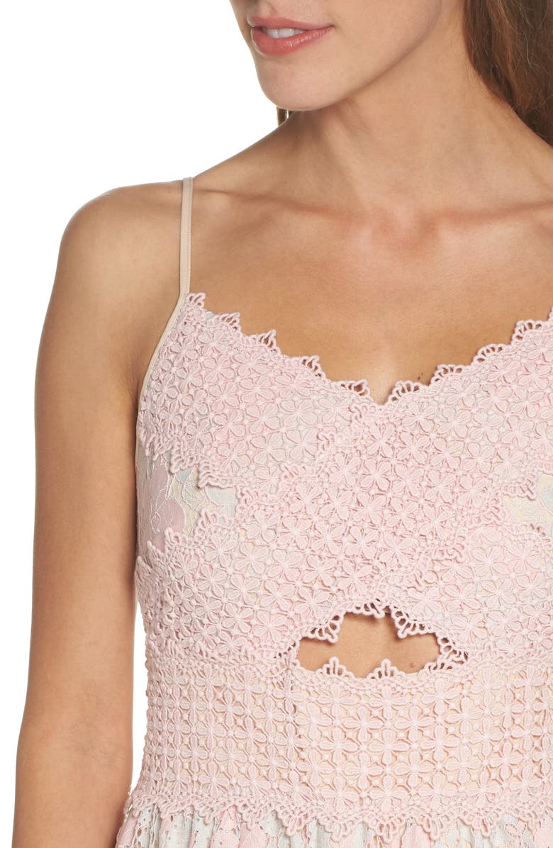 Foxiedox Tabitha Lace Minidress, Alternate, color, Aquarose