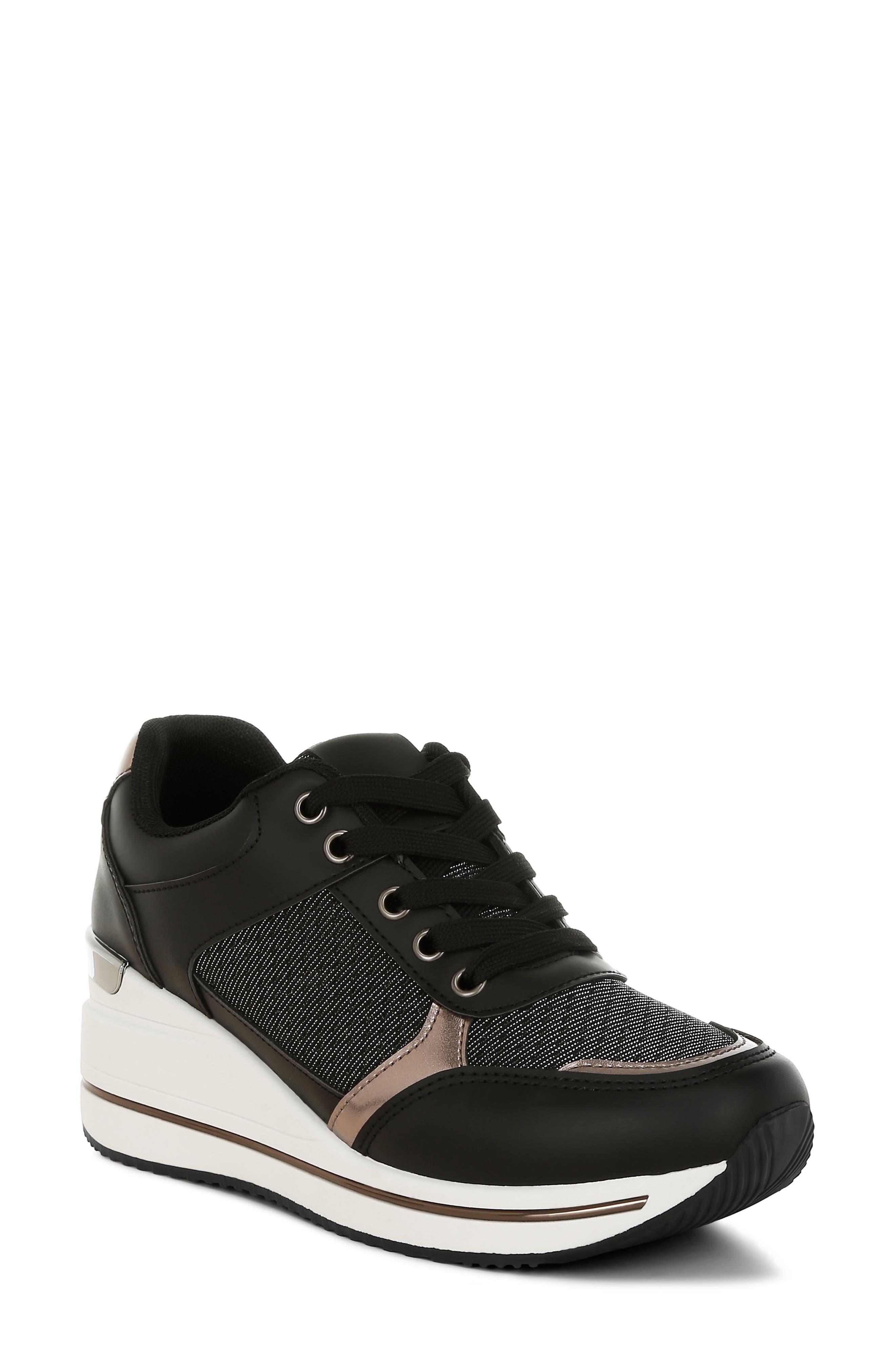 LONDON RAG Vespera Wedge Sneaker, Main, color, Black