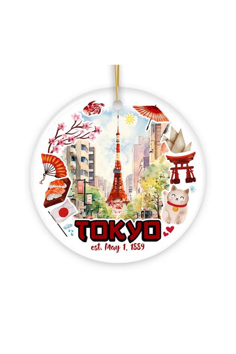 Tokyo Tower Watercolor Landmark Ornament