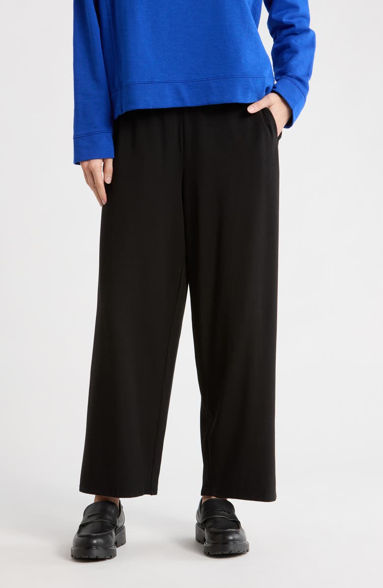 Eileen Fisher Straight Leg Ankle Pants, Main, color, Black