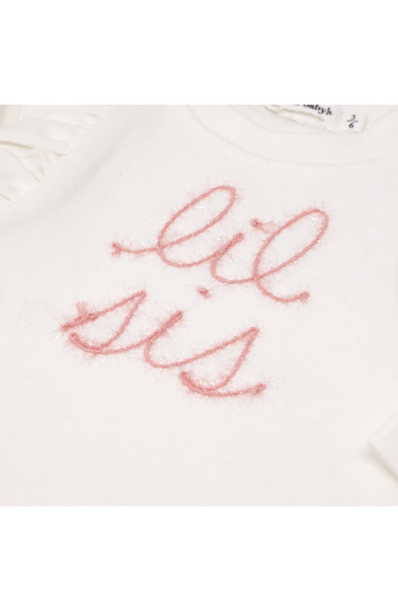 oh baby! "lil sis" Pink Eyelash Millie Long Sleeve Tee, Alternate, color, Cream