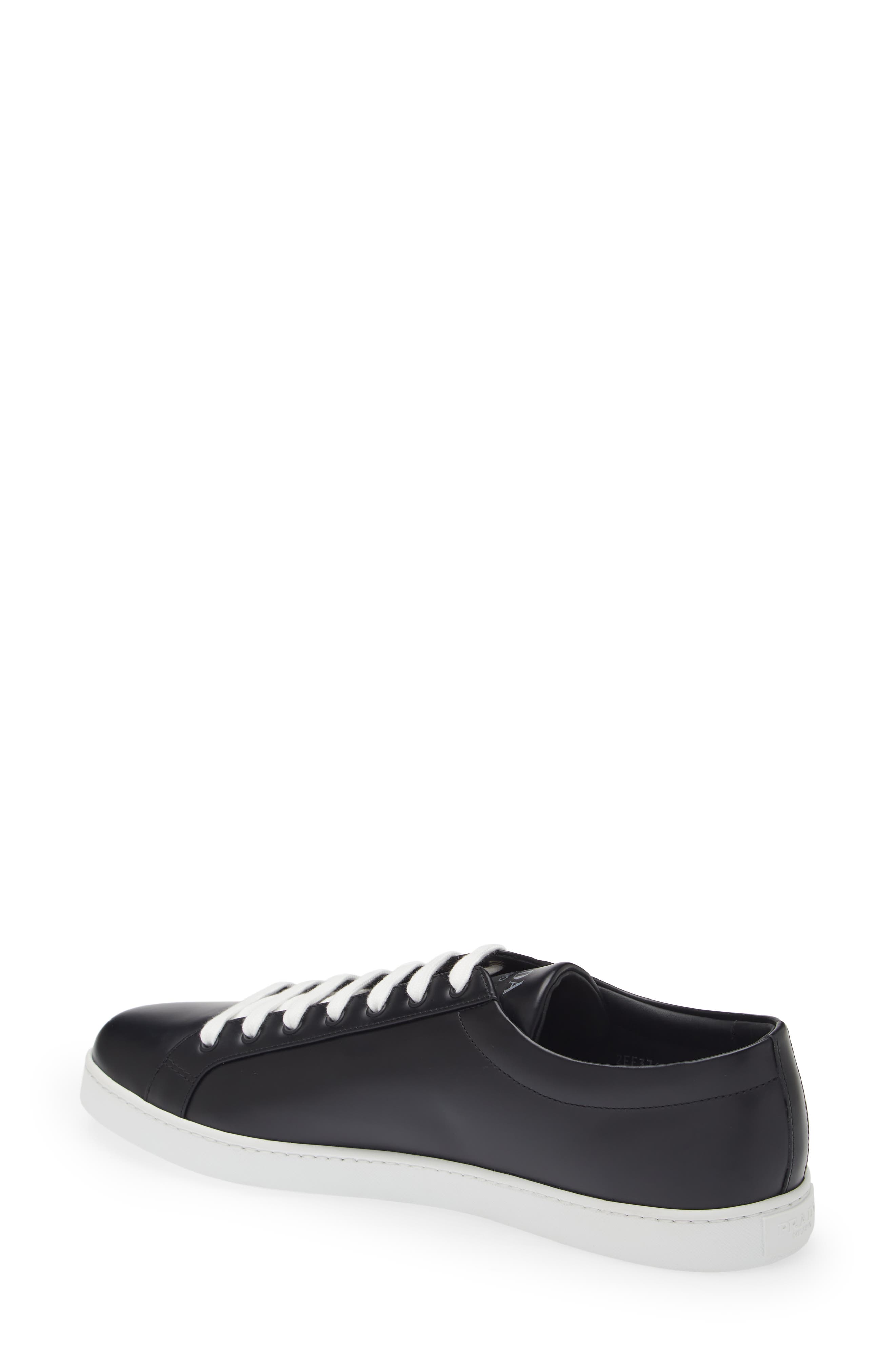 Prada Lane Triangle Logo Low Top Leather Sneaker, Alternate, color, 