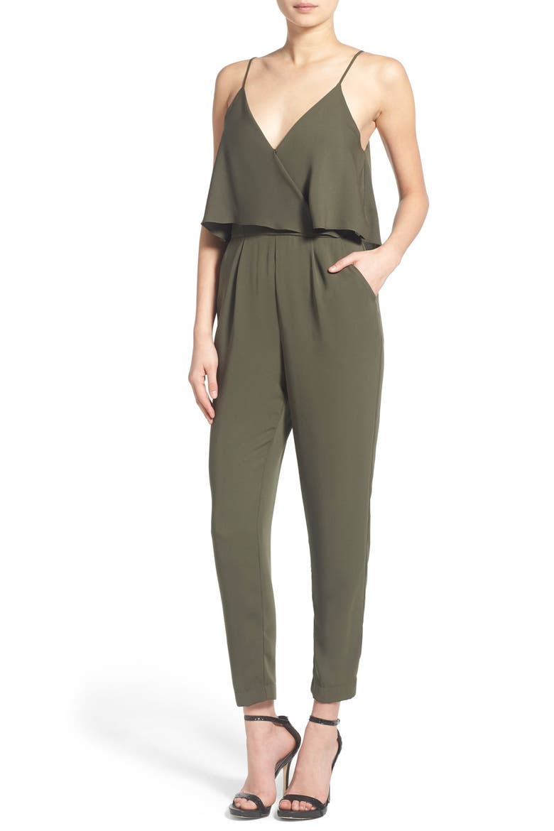 ASTR Popover Bodice Crop Jumpsuit, Main, color, OLIVE