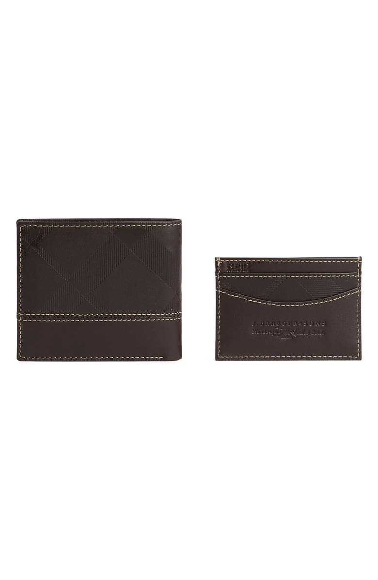 Barbour Tyneside Leather Wallet & Card Holder Set, Alternate, color, Brown